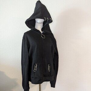 Deadlygirl Piercing Hoodie | Sz M | Goth, Emo, Punk